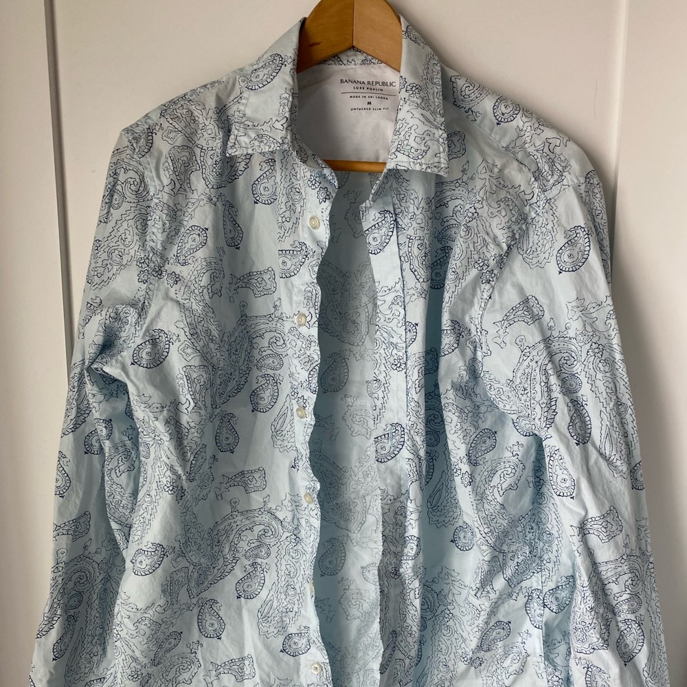 Banana Republic Luxe Poplin Long Sleeve Shirt, Medium